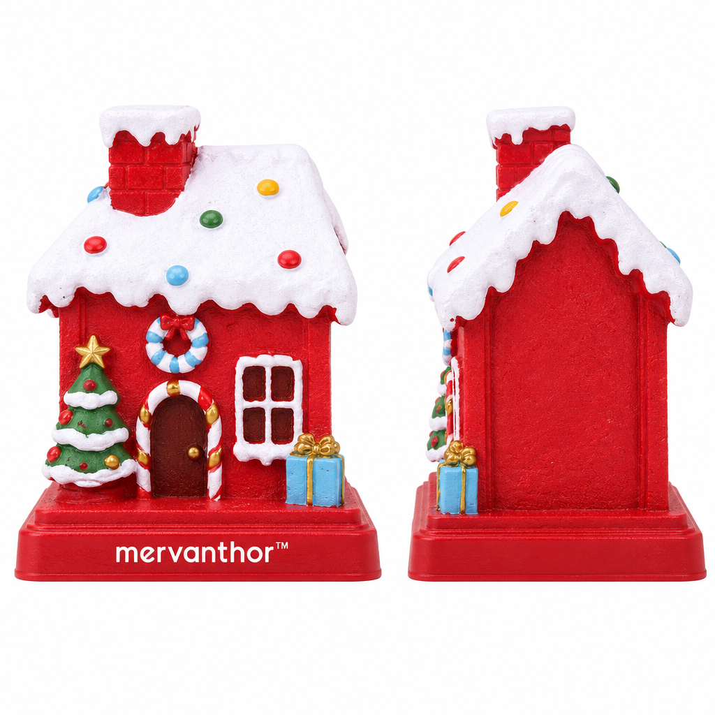 mervanthor™ Candy Christmas Cottage Resin Tabletop Figurine