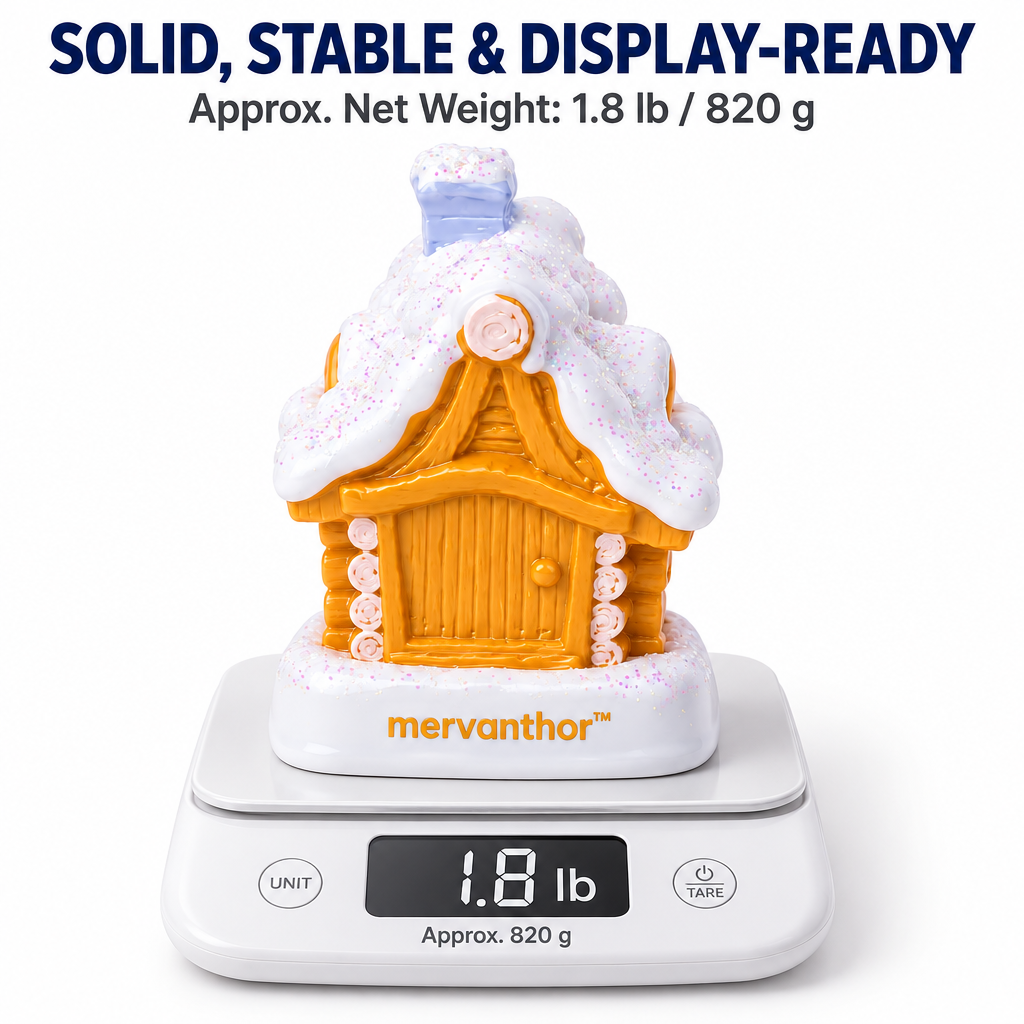 mervanthor™ Snowy Woodland Cabin Resin Tabletop Figurine