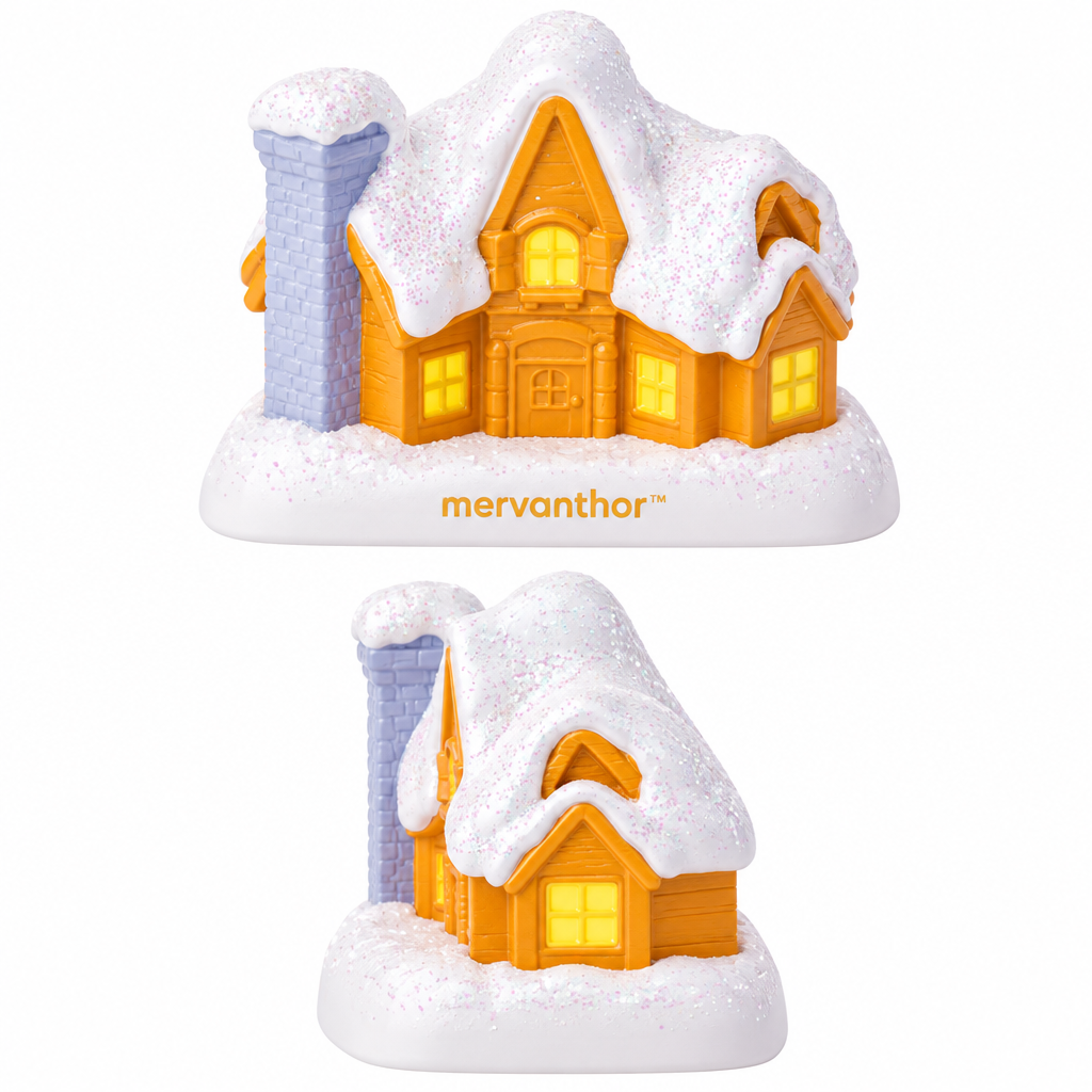 mervanthor™ Snowy Storybook Cottage Resin Tabletop Figurine