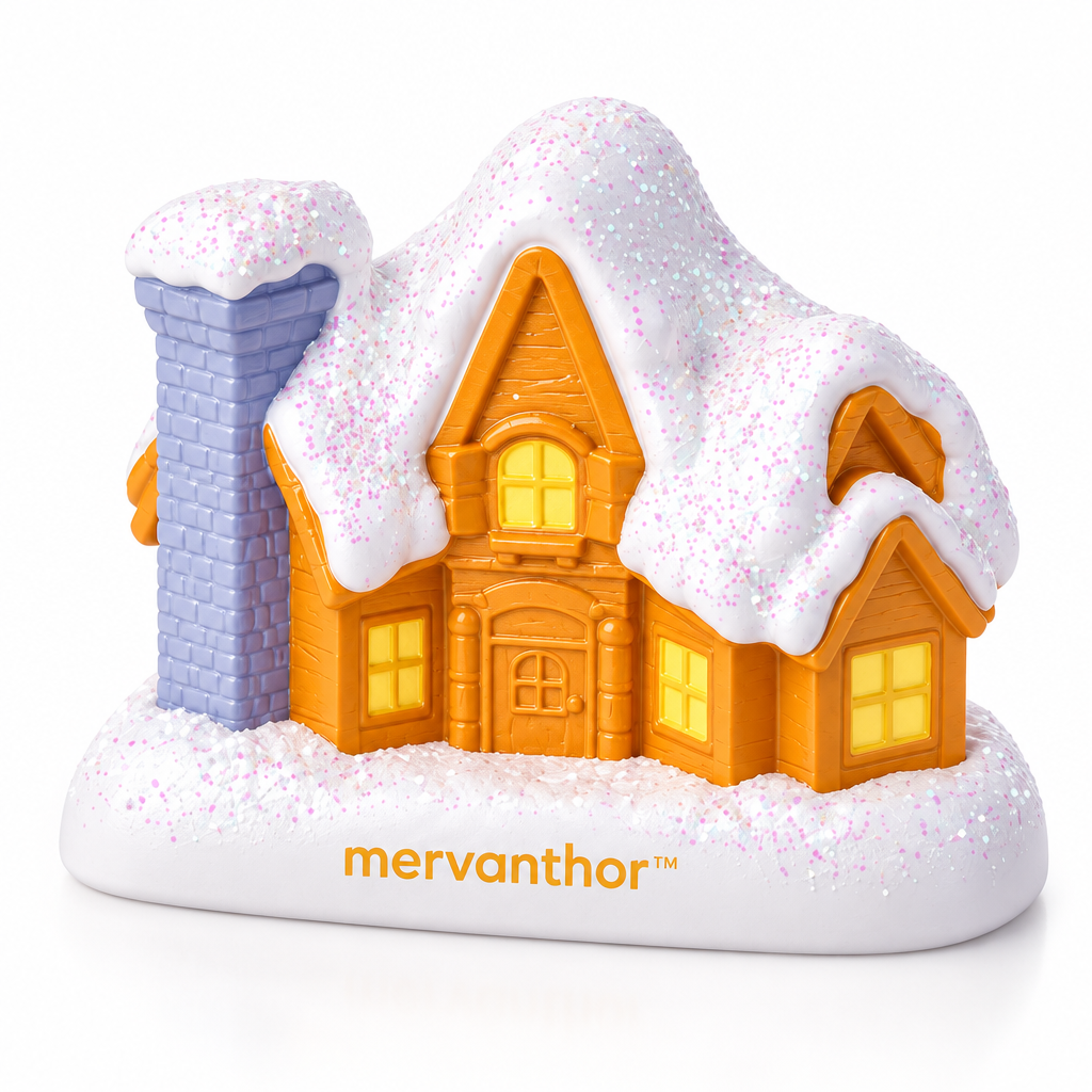 mervanthor™ Snowy Woodland Cabin Resin Tabletop Figurine