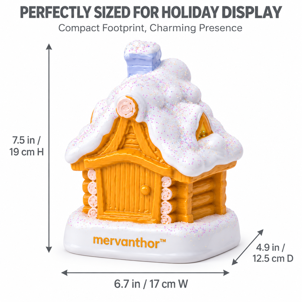 mervanthor™ Snowy Woodland Cabin Resin Tabletop Figurine