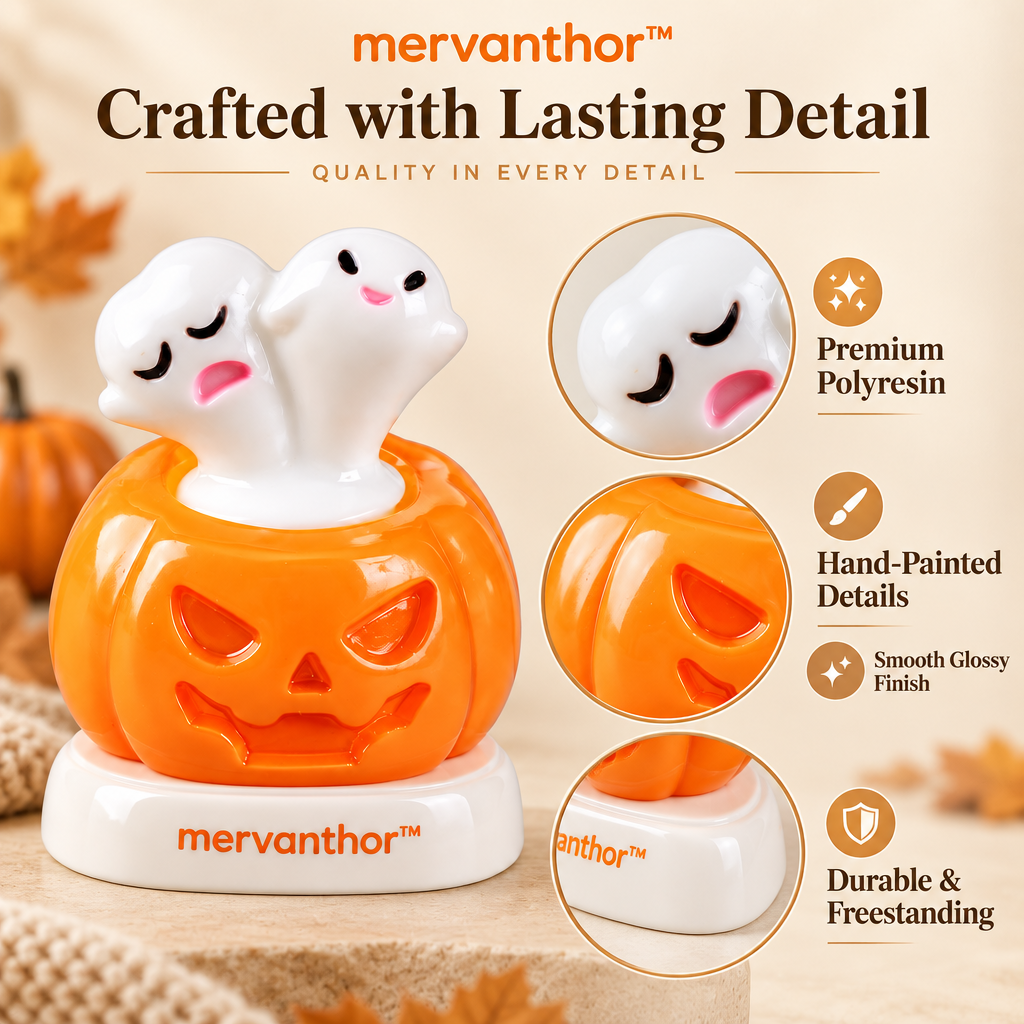 mervahtor™ Halloween Ghosts in Pumpkin Resin Tabletop Figurine