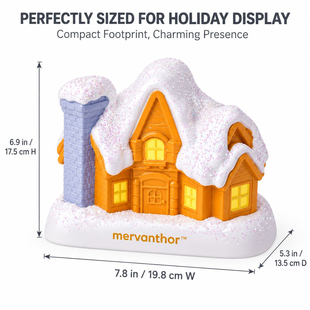 mervanthor™ Snowy Storybook Cottage Resin Tabletop Figurine