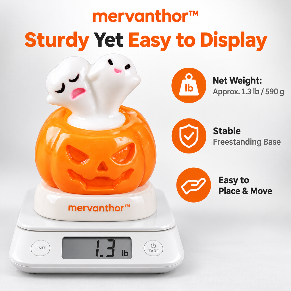 mervahtor™ Halloween Ghosts in Pumpkin Resin Tabletop Figurine