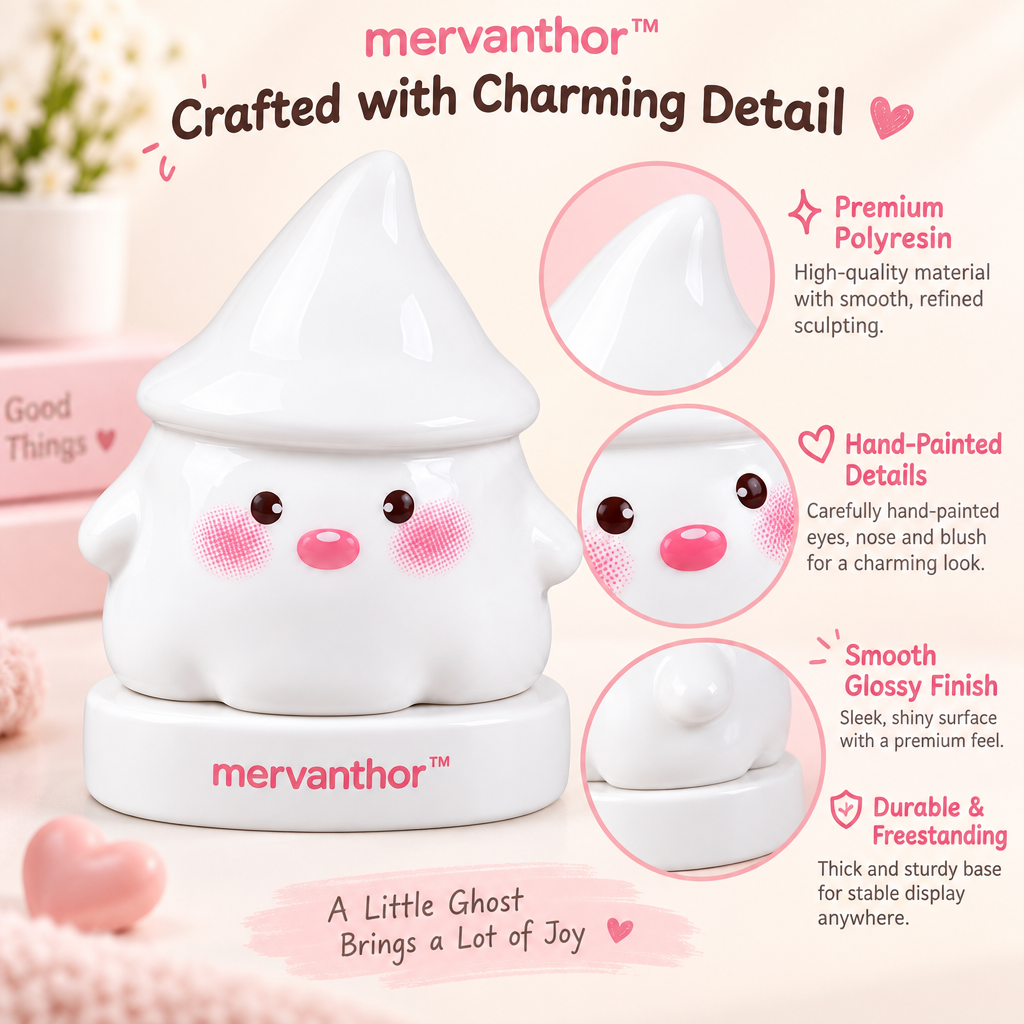 mervanthor™ Little White Witch Ghost Resin Tabletop Figurine