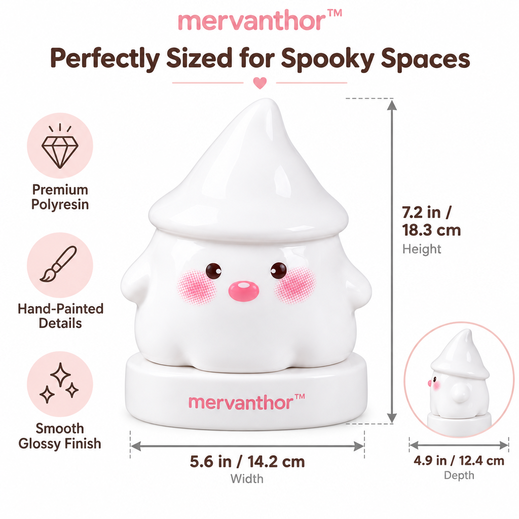 mervanthor™ Little White Witch Ghost Resin Tabletop Figurine