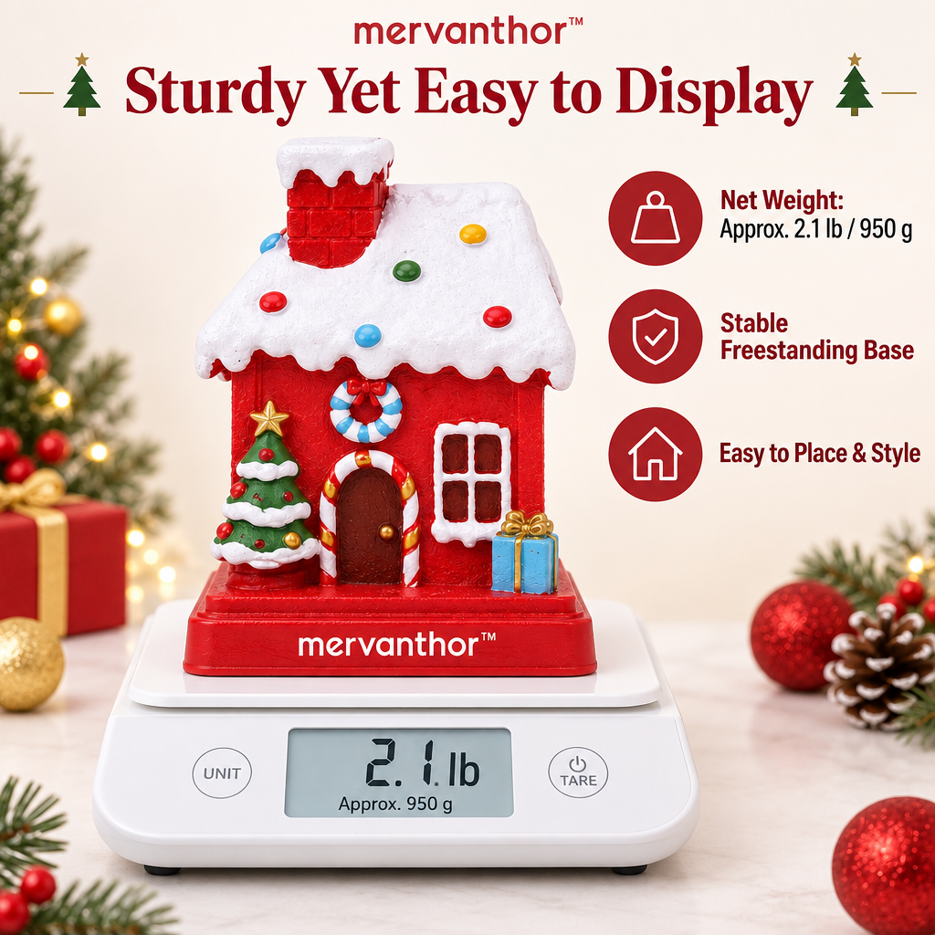 mervanthor™ Candy Christmas Cottage Resin Tabletop Figurine