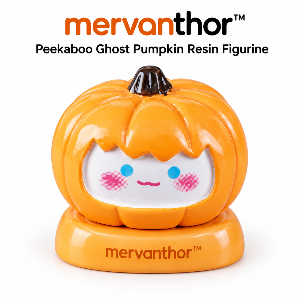 mervanthor™ Peekaboo Ghost Pumpkin Resin Tabletop Figurine