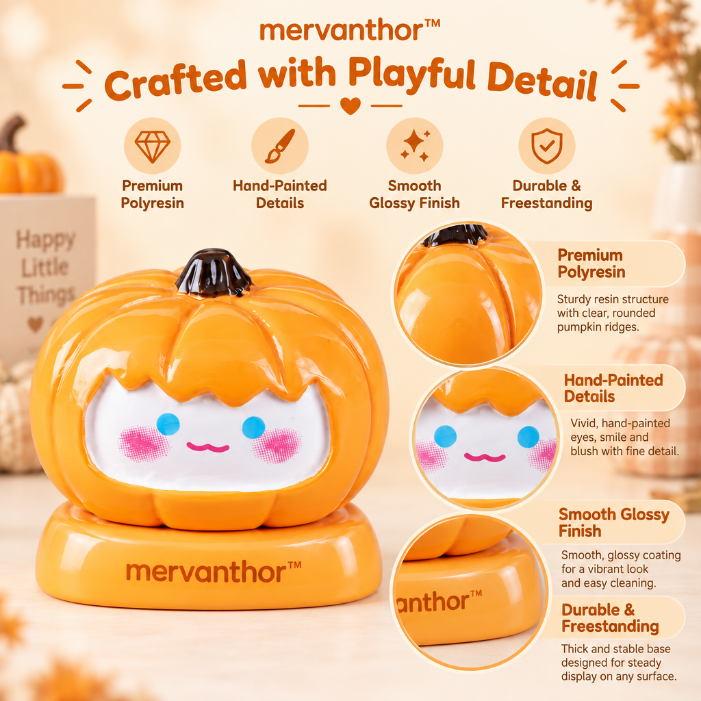 mervanthor™ Peekaboo Ghost Pumpkin Resin Tabletop Figurine