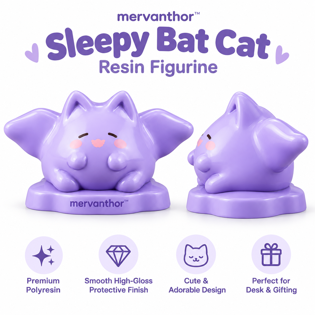 mervanthor™ Sleepy Bat Cat Resin Tabletop Figurine