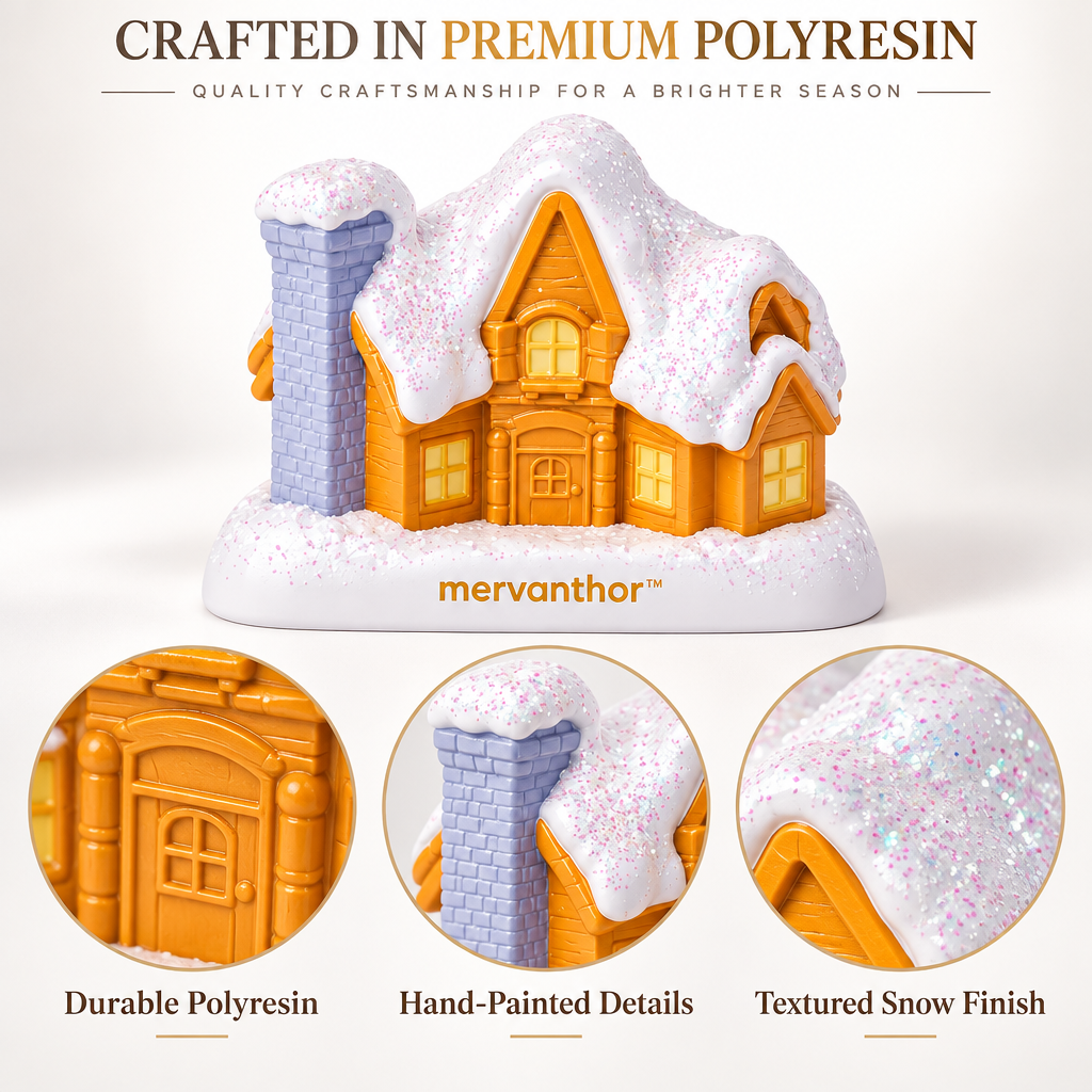mervanthor™ Snowy Woodland Cabin Resin Tabletop Figurine