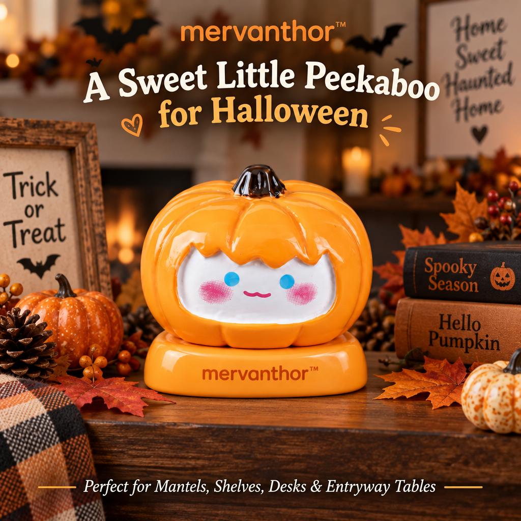 mervanthor™ Peekaboo Ghost Pumpkin Resin Tabletop Figurine