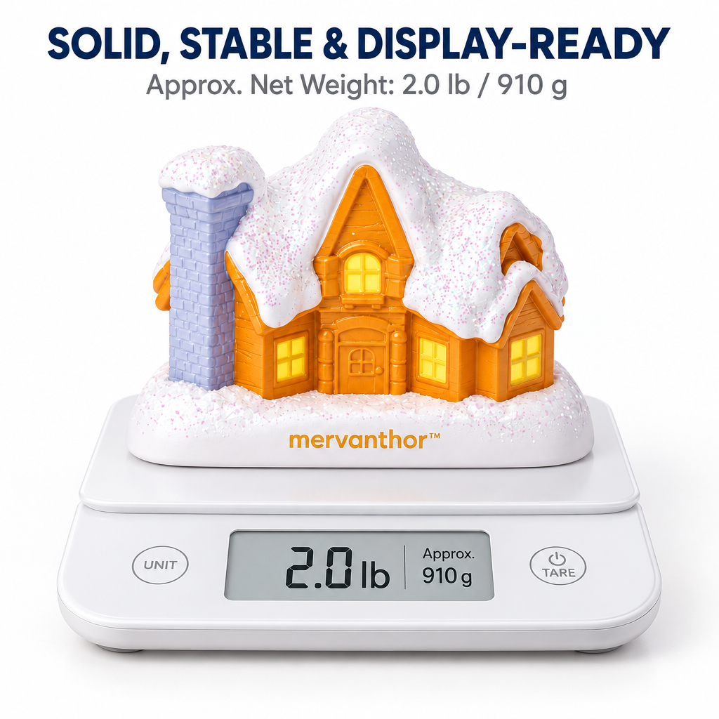 mervanthor™ Snowy Storybook Cottage Resin Tabletop Figurine