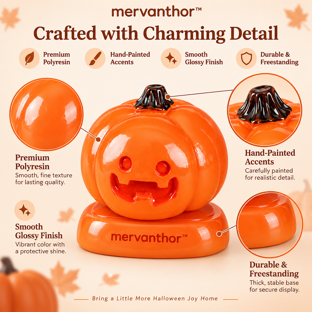 mervanthor™ Smiling Pumpkin Resin Tabletop Figurine