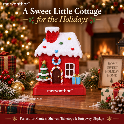 mervanthor™ Candy Christmas Cottage Resin Tabletop Figurine